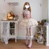 Toku and Yu Camisole Mini Gothic Lolita Ribbon Tiered Lolita Jumper Mori Sickly Perfect for Tea School and Events Skirt, Girls' Skirt, Palace-Style,