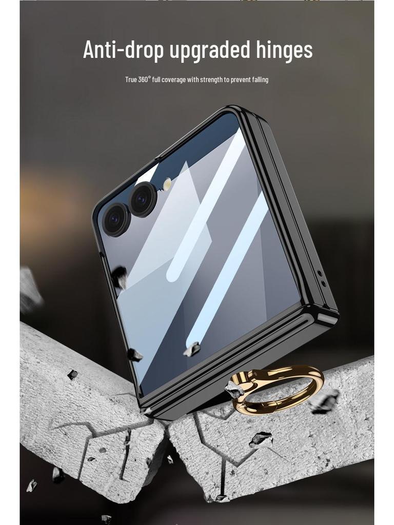 Samsung Z Flip7 Clear Folding Case - Full Coverage, Anti-Fall Protection