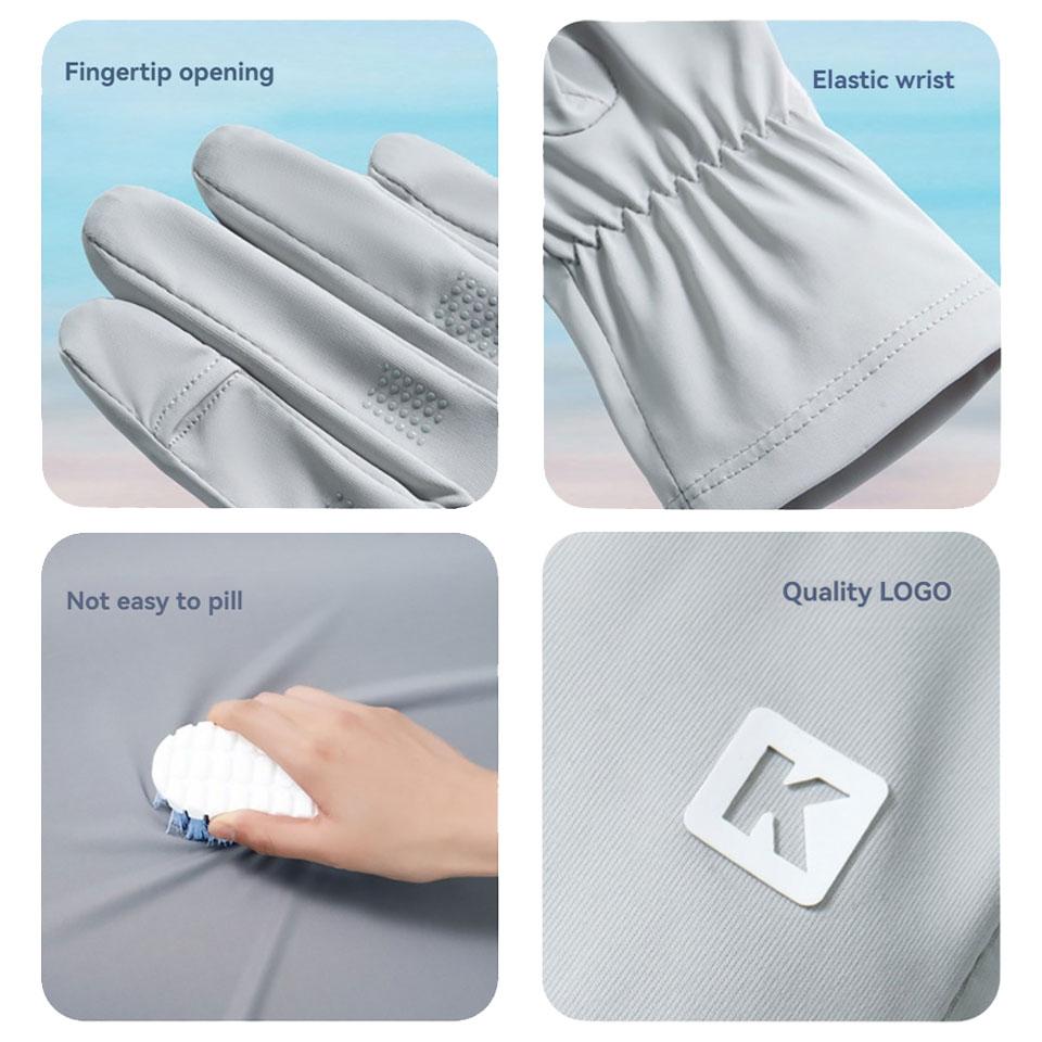 Summer Sunscreen Gloves Non Slip Touch Screen UV Protection Ice Silk Lengthened Wrist Sunscreen Riding Gloves