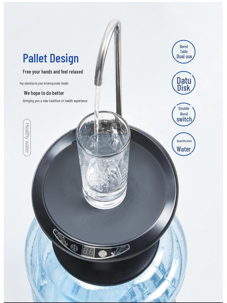 Electric Tabletop Water Dispenser with Tray - Automatic Pump for Bottled, Pure, or Mineral Water