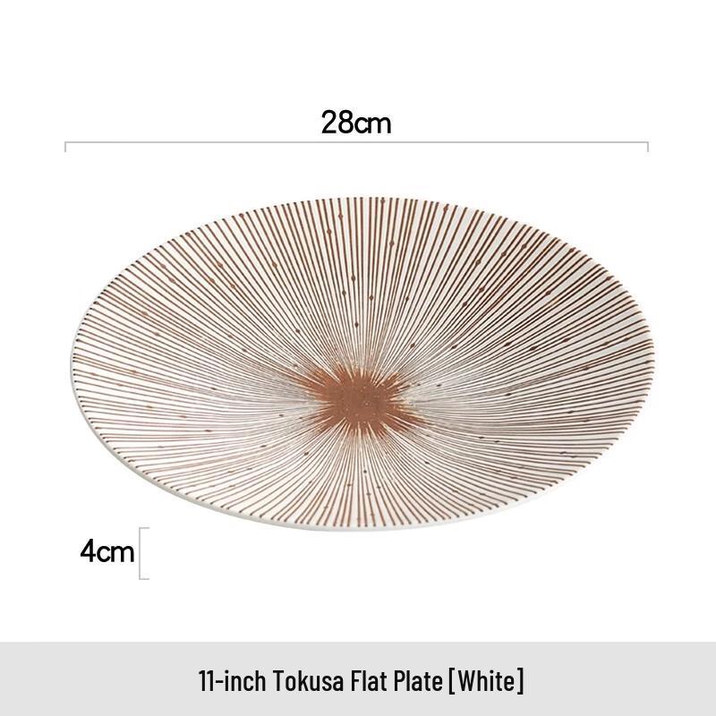 Artisanal Ceramic Dinner Plate with Ink Splash Design