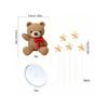 1set Cute Brown Teddy Bear Cake Topper with Star Foam Resin Bear Figurine for Baby Kids Birthday Party Cake Decorations 5