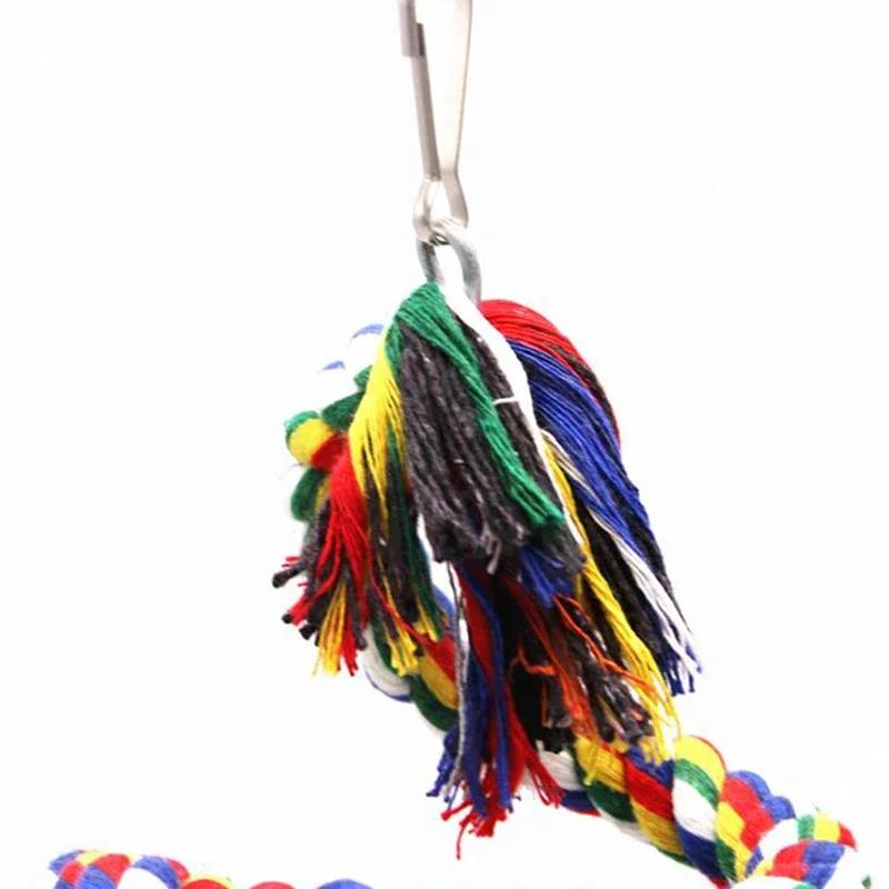 Cotton Rope Chewing Bar Parrot Swing Climbing Standing Toys with Bell Bird Supplies