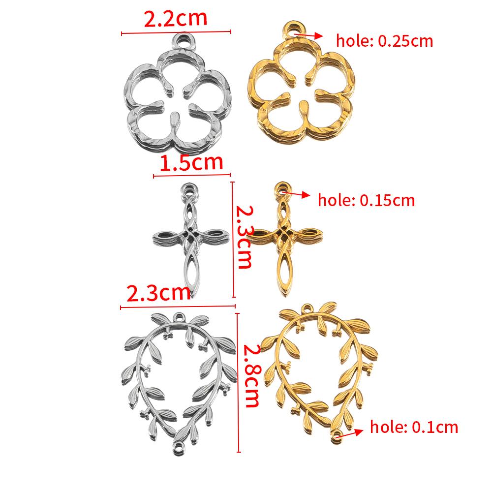5pcs Stainless Steel Bohemian Launch Pendants for Women Necklace Plated Golden Love Heart Charms DIY Jewelry Findings Wholesale