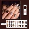 24Pcs Leopard Print Press On Nail Short Almond False Nail Glossy Artificial Nail Full Cover Stick Onsfor Women and Girls