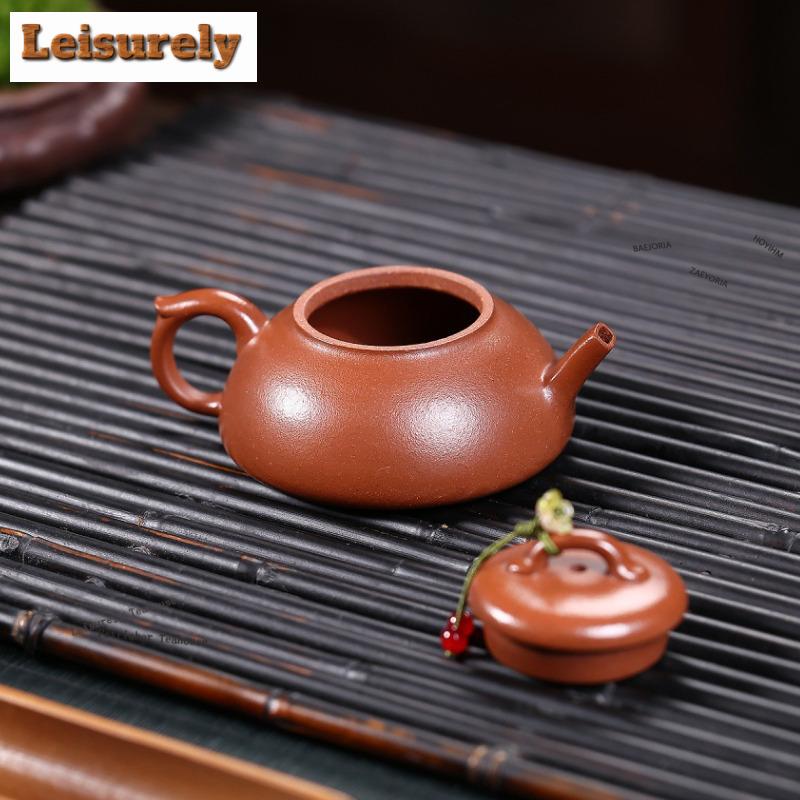 111ml Retro Yixing Purple Clay Teapots Handmade Scholar Pot Raw Ore Red Downhill Mud Kettle Chinese Zisha Tea Set Cafes Craft