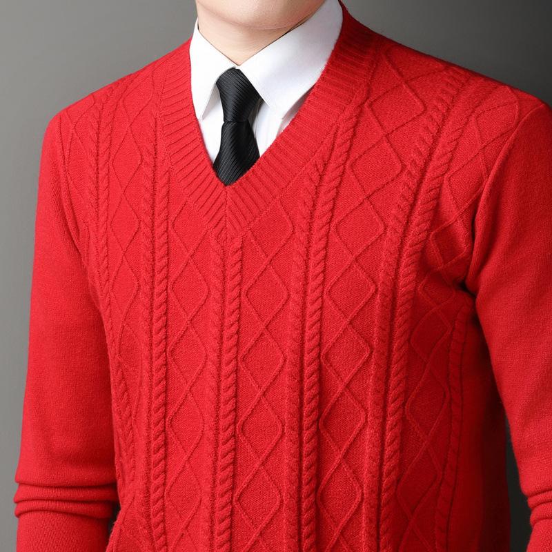 Men's Winter Thick V-Neck Knitwear: Warm, Comfortable, Stylish