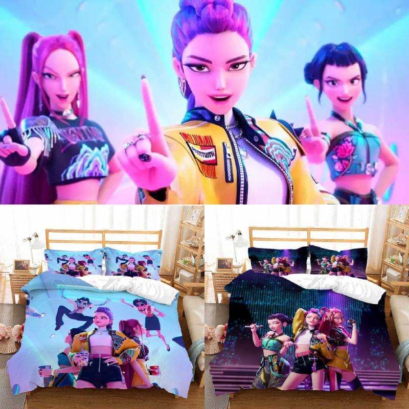 Hunters Kpop Demon Digital Print Duvet Cover Pillowcase Set Bedroom Bedding