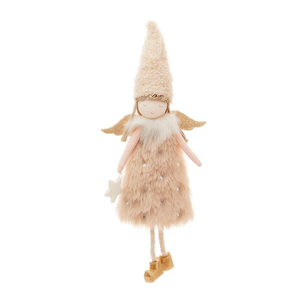Plush Doll Ornament with Long Hat, Christmas Tree Hanging Decoration for Girls