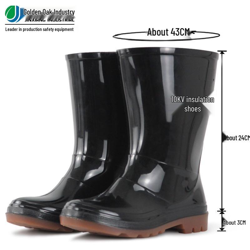 Golden Oak Insulated Waterproof Electrician Safety Boots, 10KV, Non-slip, Anti-leakage, Medium to High Protection.