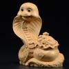 Cypress Wood Carving Snake Ornament, Solid Wood Carving Lucky Transfer Zodiac Snake Hand Piece Home Decoration Crafts Figurines