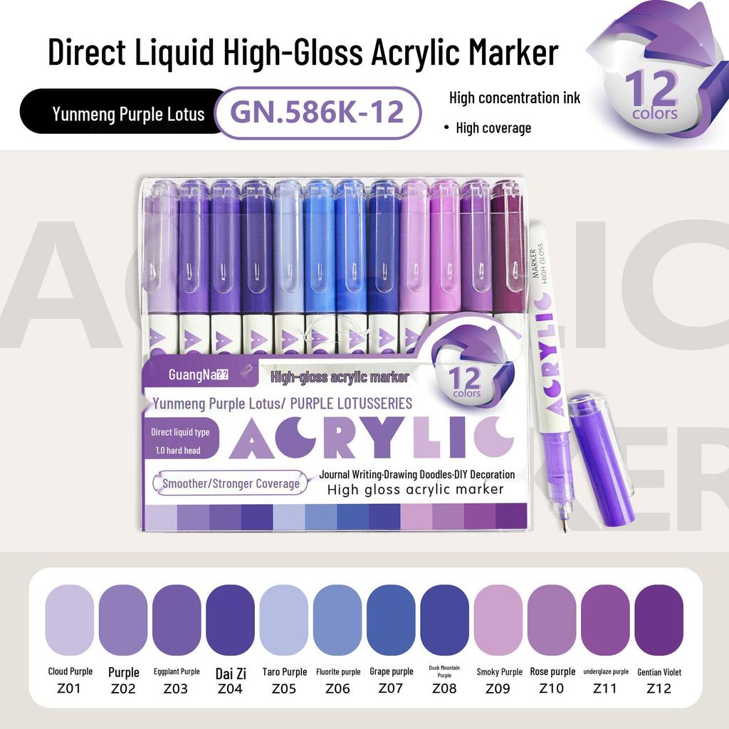 Guangna 586 Large Capacity Acrylic Paint Marker – Bleedproof, Layerable, High Gloss for DIY Projects