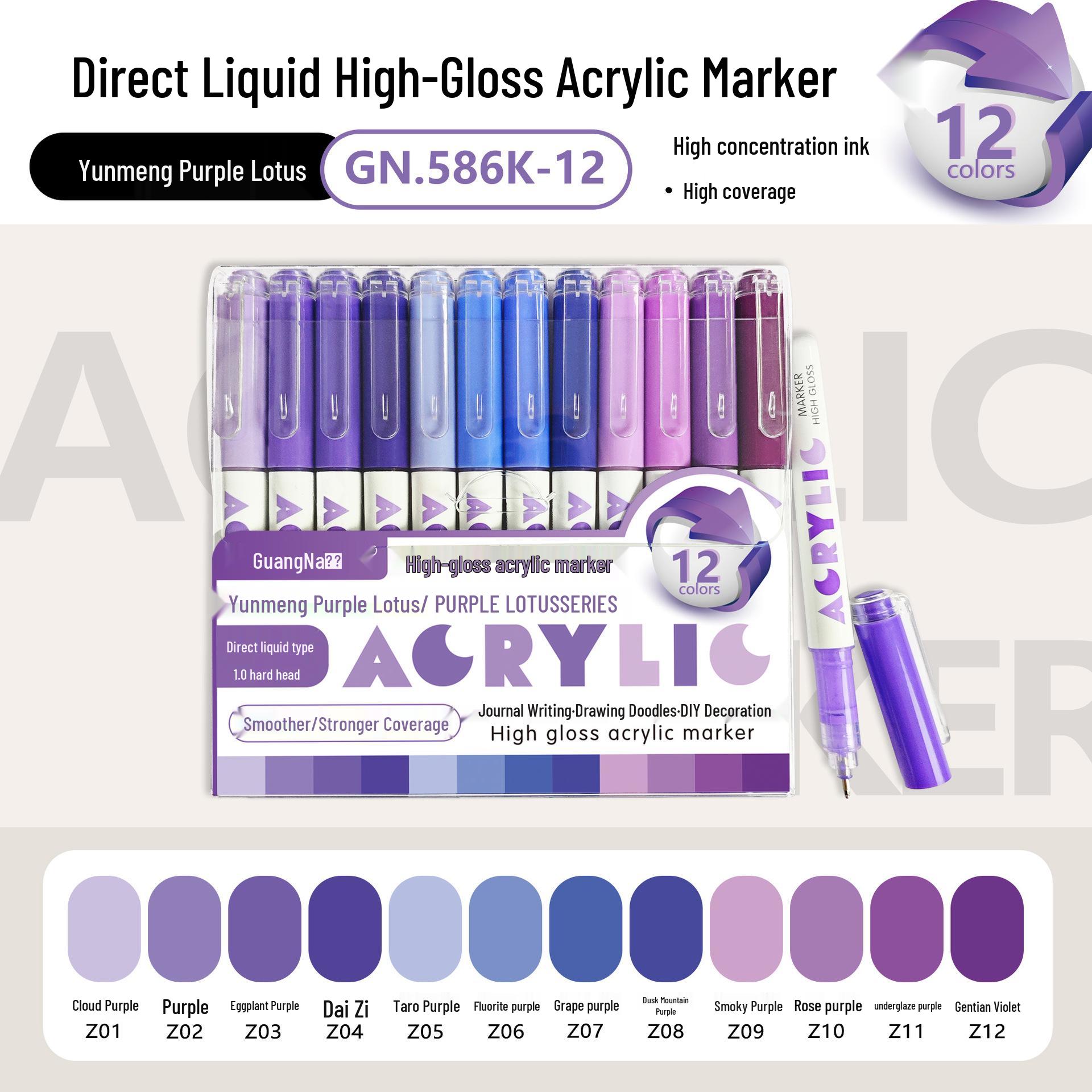 

Guangna 586 Large Capacity Acrylic Paint Marker – Bleedproof, Layerable, High Gloss for DIY Projects