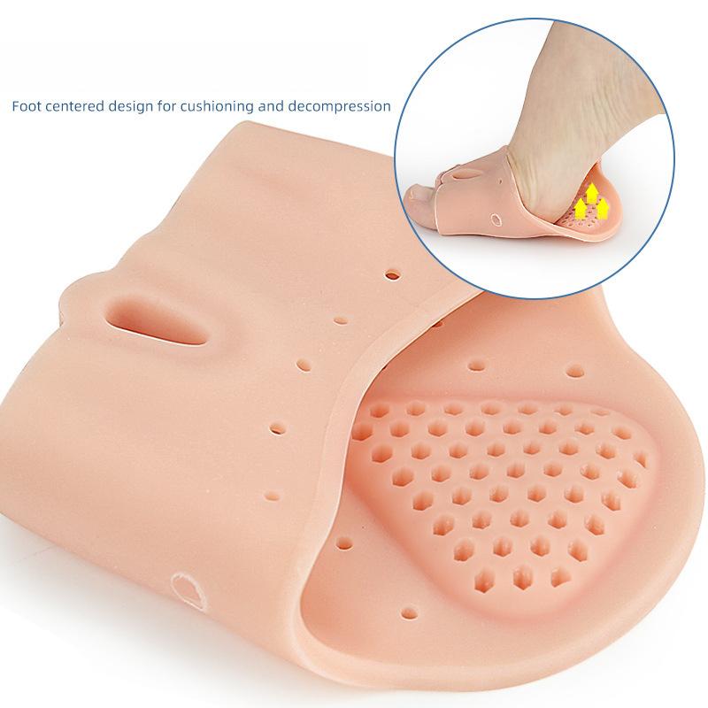 Drei-Loch Daumen Eversion Zehenspreizer mit Loch Fußverdickung Stoßdämpfung Massage Vorfußpolster Zehenüberlappungsspreizer