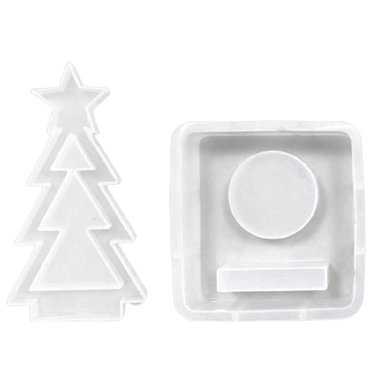 Holiday Themed Silicone Molds for Christmas Candlestick Holders 2 Packs Easy to Demold for Party Decoration Accessory