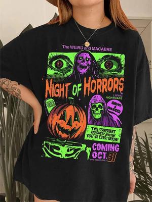 Retro Halloween Horror Night Comfort Colors® Shirt, Vintage 90s Halloween Movies