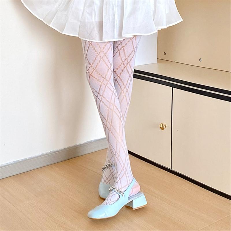 Gemusterte Strumpfhosen Netzstrumpfhosen mit Rautenmuster Leggings mit kleinem Lochmuster Netz-Pantyhose Party Clubwear