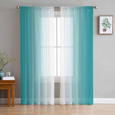 Duck Green And White Gradient Minimalist Window Tulle Curtains for Living Room Bedroom Hotel Luxury Decoration Sheer Curtains