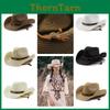 Adjustable Western Cowboy Straw Hat For Women Perfect For Outdoor Beach Activities With Sun Protection And Stylish Brim