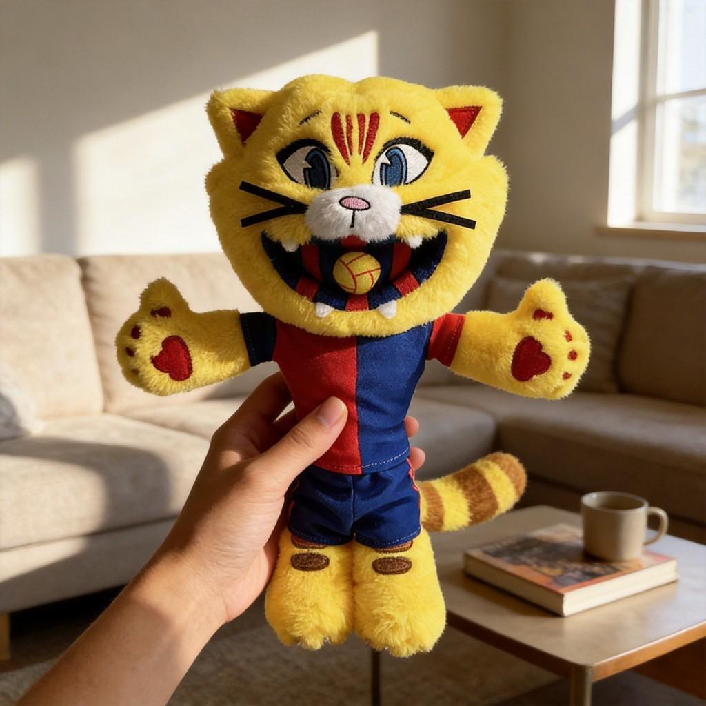 Barcelona Football Mascot Plush Toy With Soft Pp Cotton Fill For Sports Fans