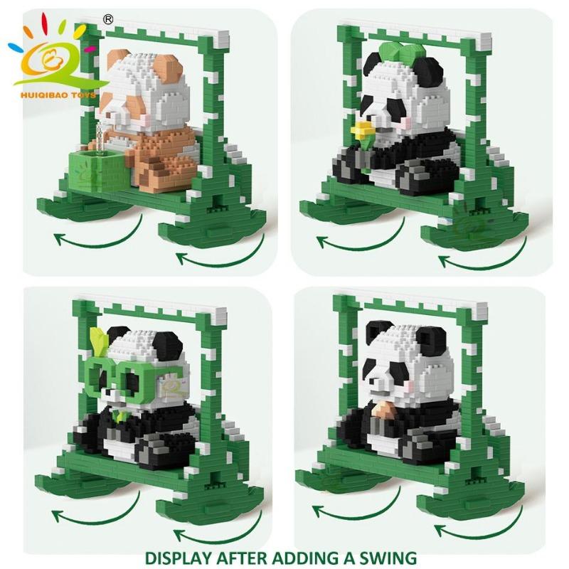 DIY drăguț Panda formă Micro model blocuri de construcții set oraș creativitate Zoo animale mini cărămizi jucării pentru copii cadou copil