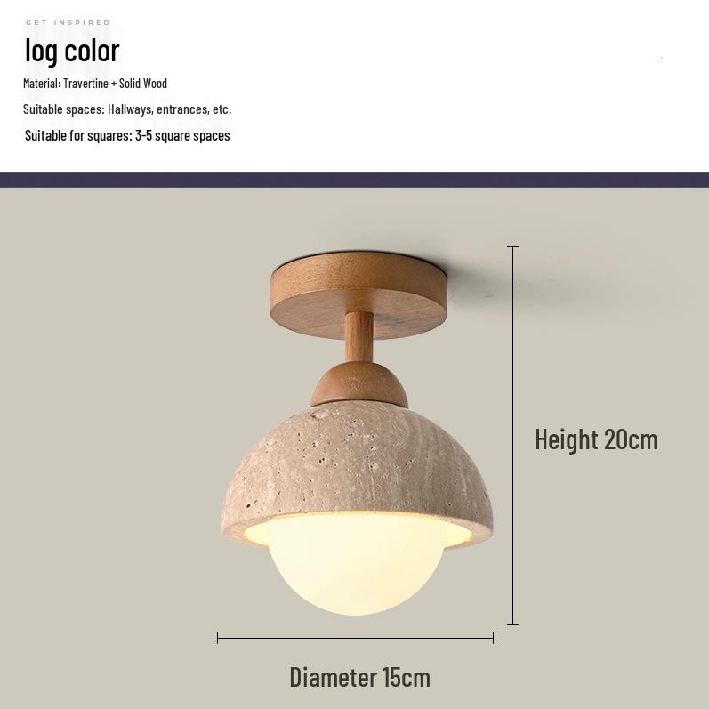 Japanische Wabi-Sabi Gelber Höhlenstein Deckenleuchte für Eingangsbereich oder Balkon