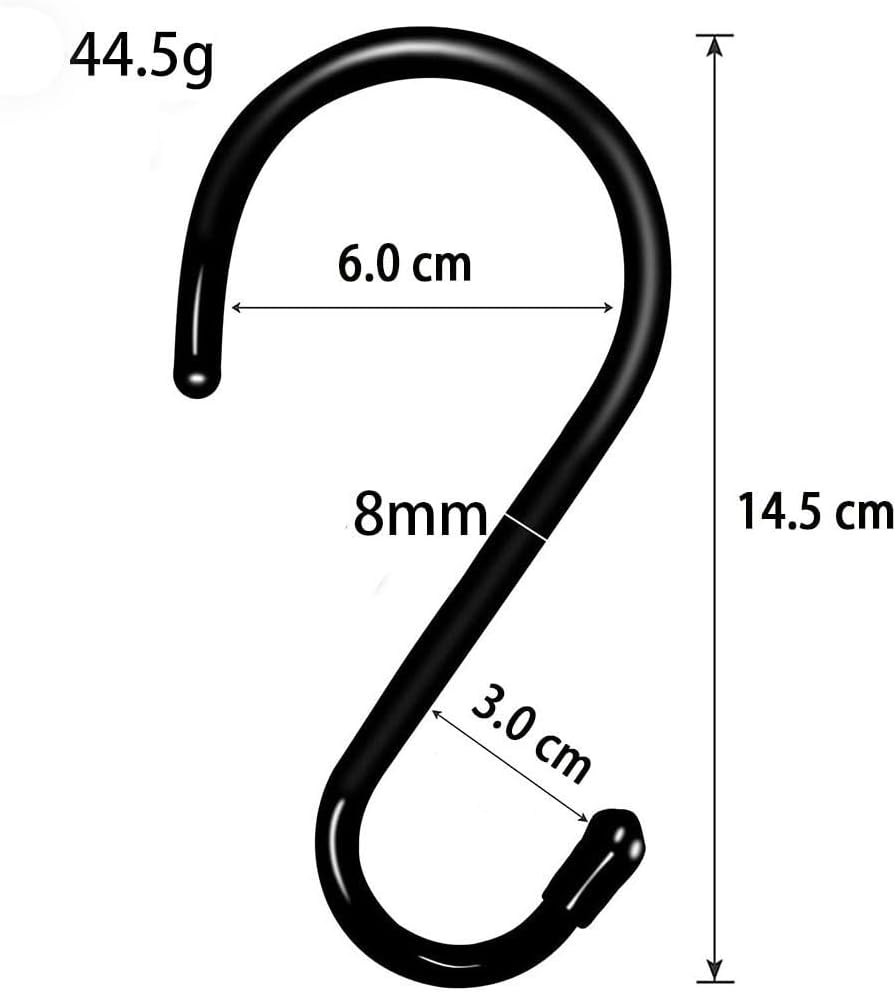 Generic 10 PCS S-Type Hooks, Versatile Heavy Duty Garage & Home Organizer, Black, Metal, Wall Mount, 10 Hooks, DJ0005
