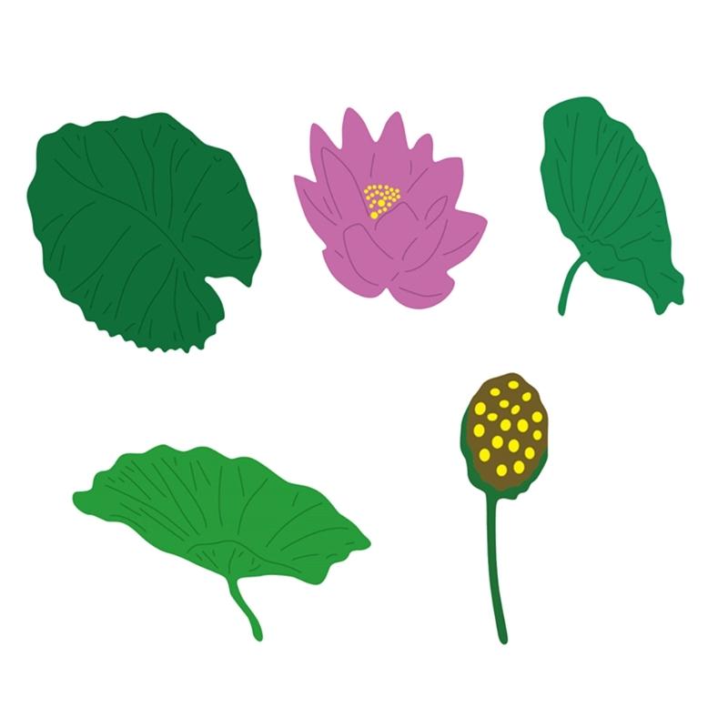 Carbon Steel DIY Lotuses Flower Leaf &  Cutting Dies Embossing Stencils Template for Decorative Paper Album Card