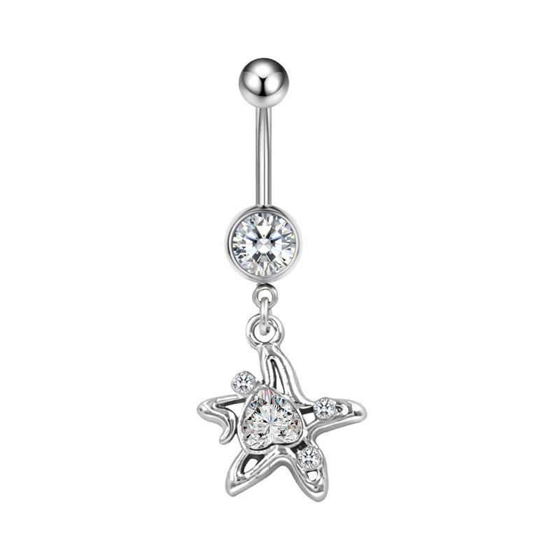 Simple Fashion Zircon Navel Ring Lady's Personalized Piercing Jewelry Heart Shaped Belly Button Ring Accessories