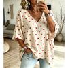 Übergrößen Damen V-Ausschnitt Fledermausärmel T-Shirt Bohemian Ethnischer Druck Lockerer Oberteil Sommer Bequem Atmungsaktiv Tägliches Pendeln Lässig Schlankmachender Stil