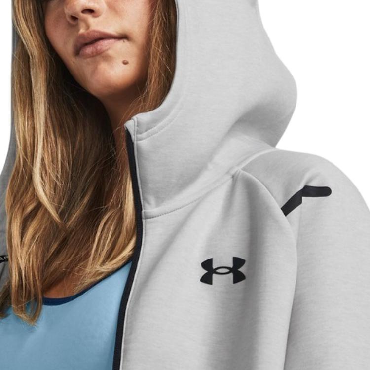 (WMNS) Under Armour Unstoppable Fleece Full Zip Jacket 'Light Grey' Women's 1379842-011