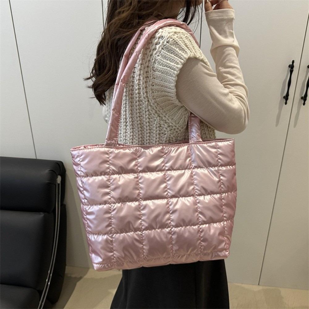 Fashion Solid Color Shoulder Bags Large Capacity Down Cotton Padded Women Handbags Underarm Bags Women Girls