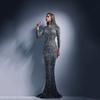 Spring New Women's Clothing Bronzing Long-sleeved Slim-fitting Sexy Long Dress Evening Dress Dress