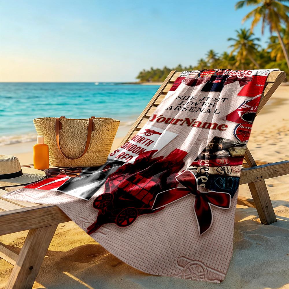 Arsenal Personalized Name Beach Towel Super Soft & Absorbent For Beach Bathroom Outdoor Swimming Pool Camping Picnic Yoga Diving Vacation Accessories