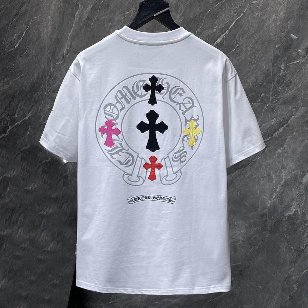8923 CHROME HEARTS 2026 Summer New High Quality Cotton Round Neck Loose Large Size Men's and Women's T-shirt Couple T-shirt