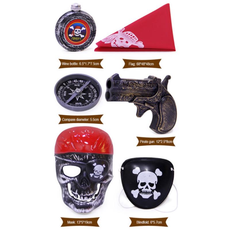 Halloween Piraten Spielzeug Kostüm Zubehör Set Verrücktes Spielzeug Schreiende Maske Gesichts Skelett Piraten Figur