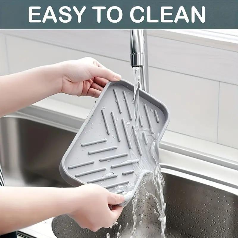 Silicone Faucet Mat Kitchen Tools Sink Tray Soap Dispenser Sponge Drain Pad Sink Splash Mat Countertop Storage Soap Tray Soap
