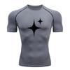 Men's 4-Pointed Star Pattern Compression Fitness T-shirt, Qu