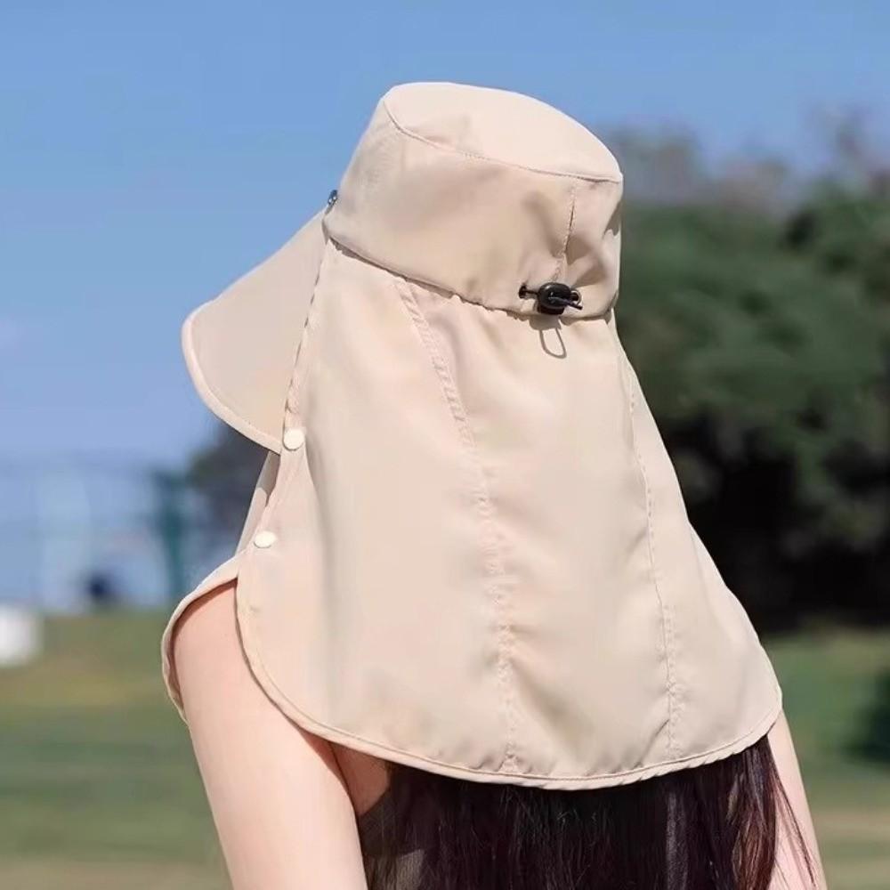 Wide Brim Sunscreen Fisherman Hat Breathable Full Face Cover Picking Tea Hat UV Protection Mask Neck Flap Hat Summer Season
