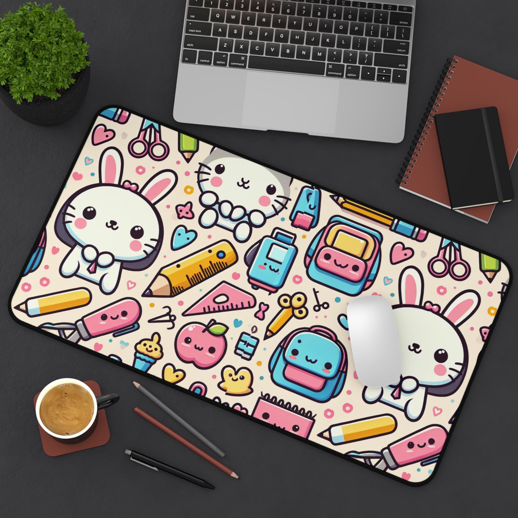 Cute Stationery Desk Mat Cute Girly Style Gaming Mouse Pad Attractive Computer Desk Mat Nonslip and Durable Gaming Desk Mat 400X800X2mm