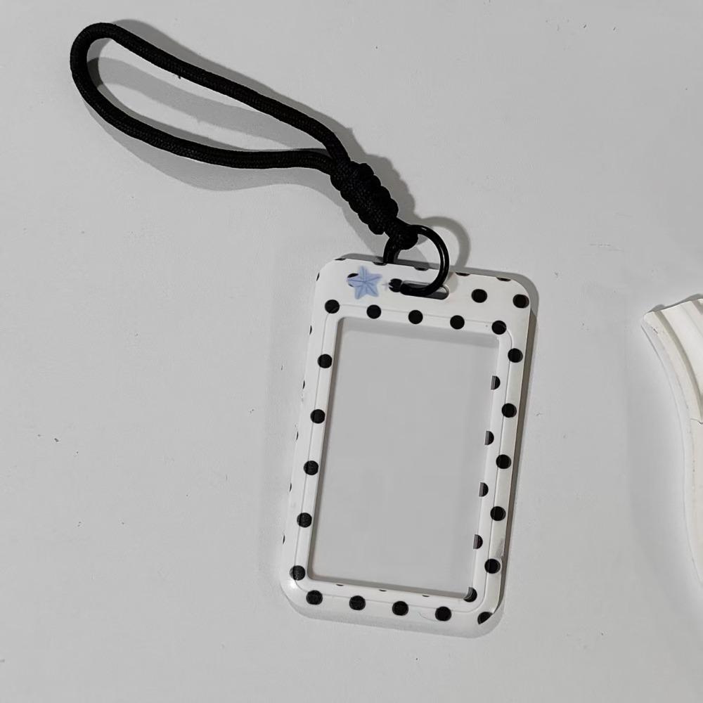 INS Polka Dot Photocard Holder Bag Pendant Multifunctional Card Cover Card Protective Case Credit Card ID Card Storage чёрный