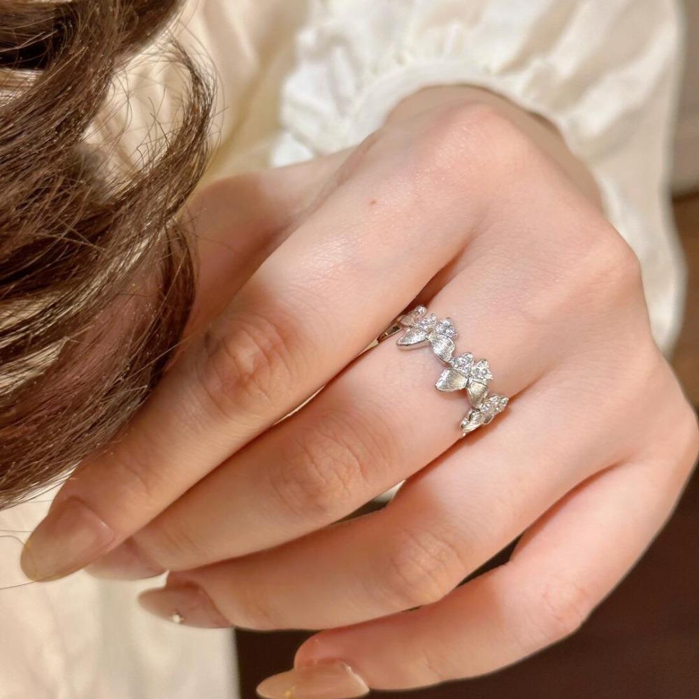 

Vintage Gold Brushed Diamond Butterfly Ring for Women Elegant Unique Design Luxury Fashion Jewelry adjustable