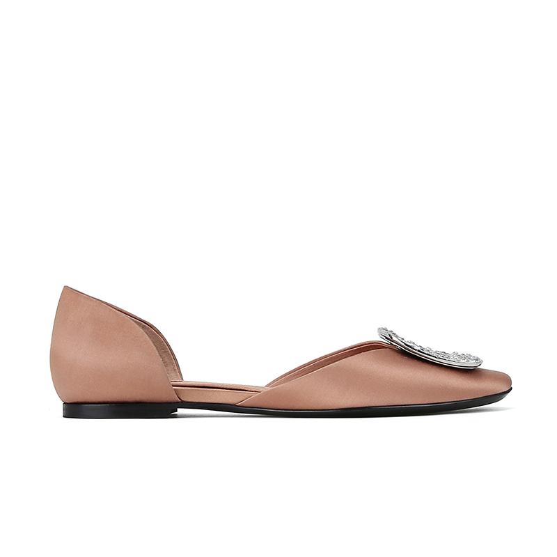 Signature Action~ Square Buckle Rhinestone Silk Satin Hollow Sandals Women's Shoes Chips