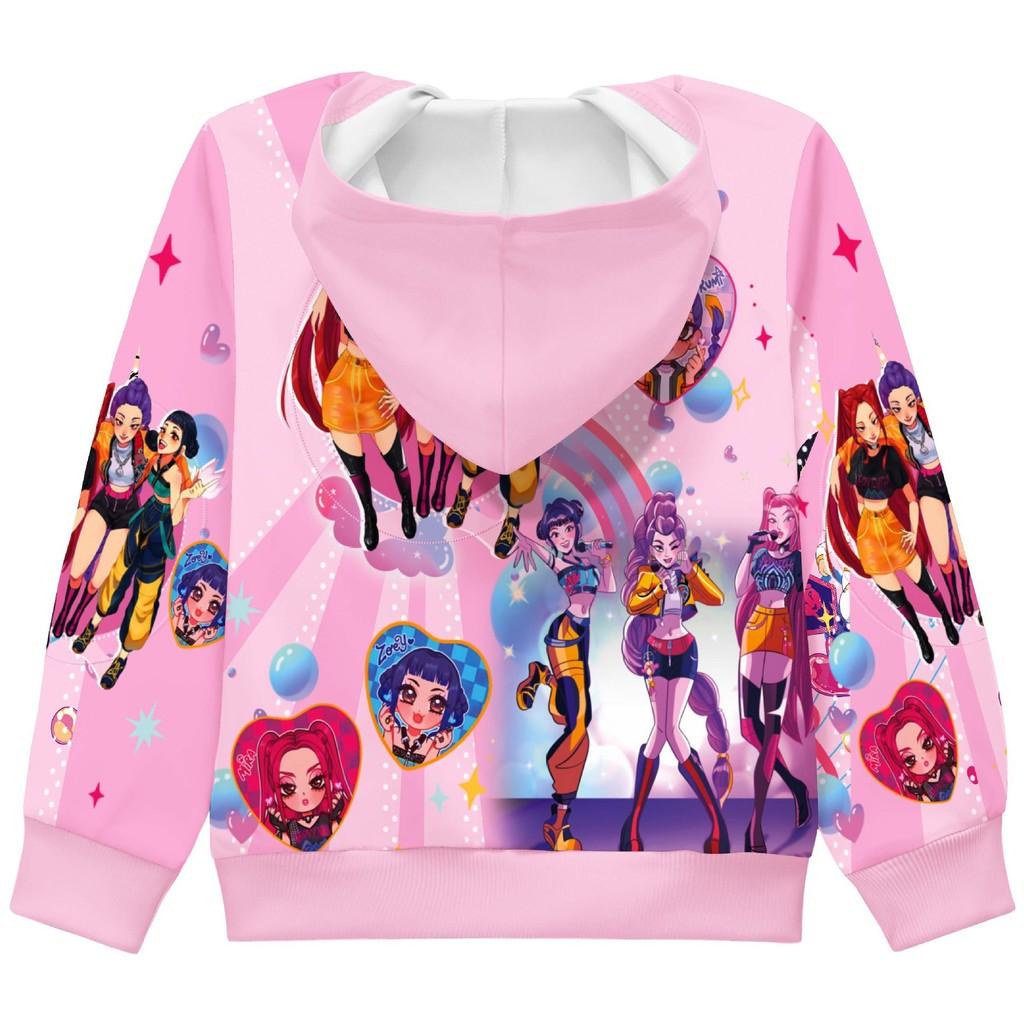 Kinder Mädchen Rumi Zoey Mira Bedruckte Lässige Kapuzenjacke mit Reißverschluss und langen Ärmeln