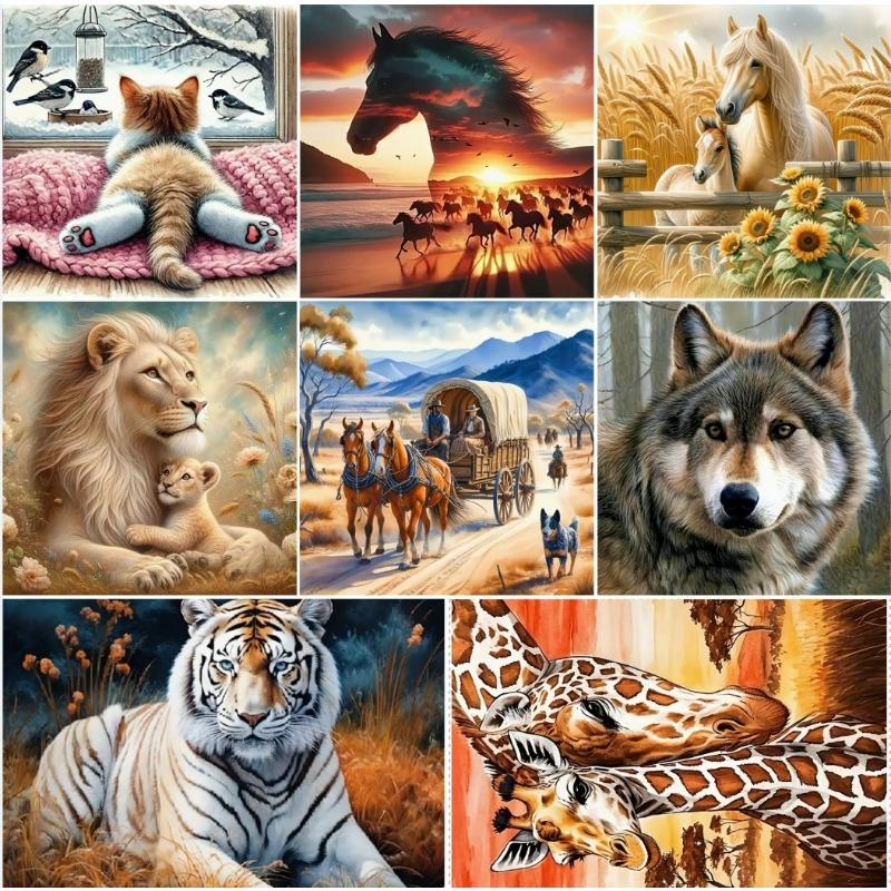 5D Diamond Painting Full of Diamonds, Animal DIY Round Diamond Square Diamond Hanging Diamond Sticker Living Room