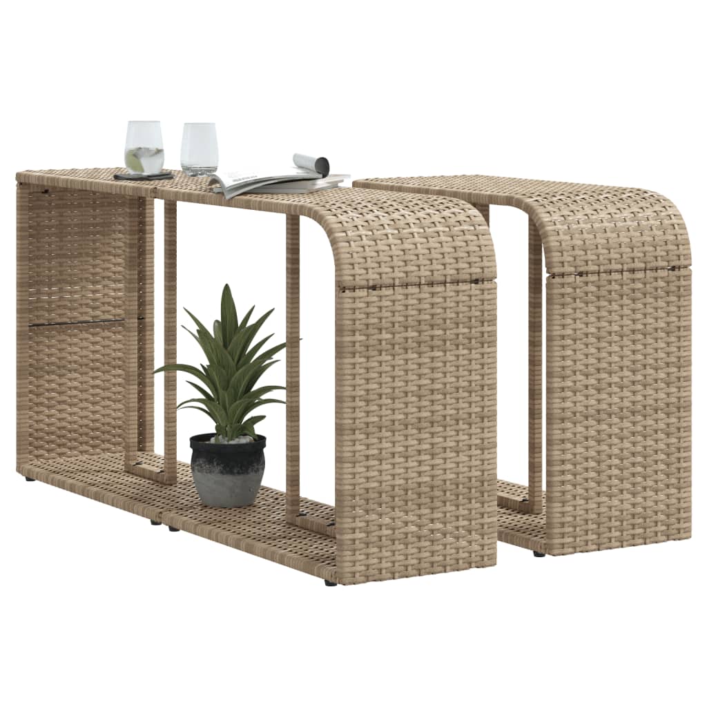 Outdoor Shelves 2 pcs Beige Poly Rattan