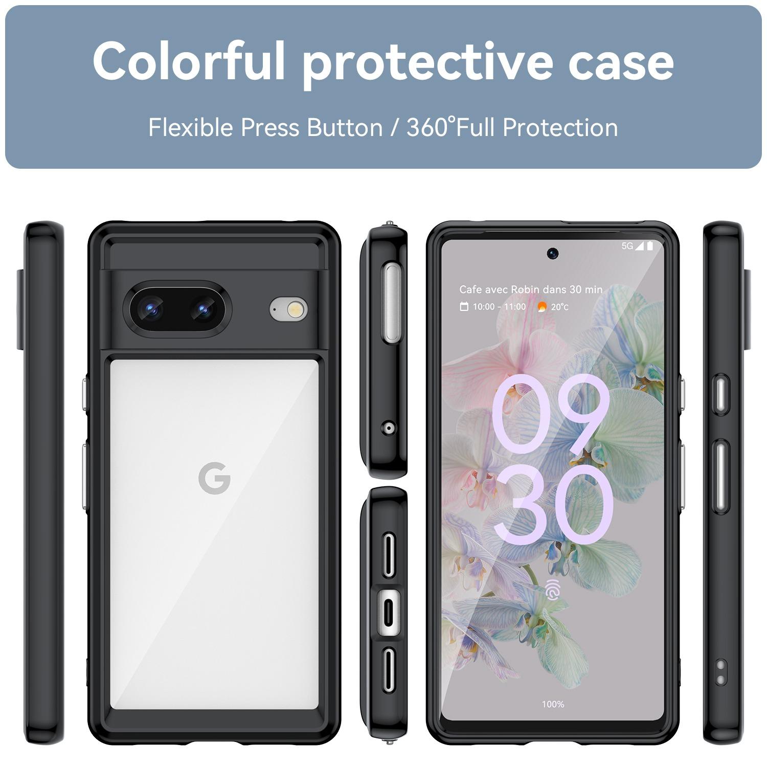 

For Google Pixel 7 5G Stylish TPU+Acrylic Phone Protective Case Anti-scratch Back Cover Transparent
