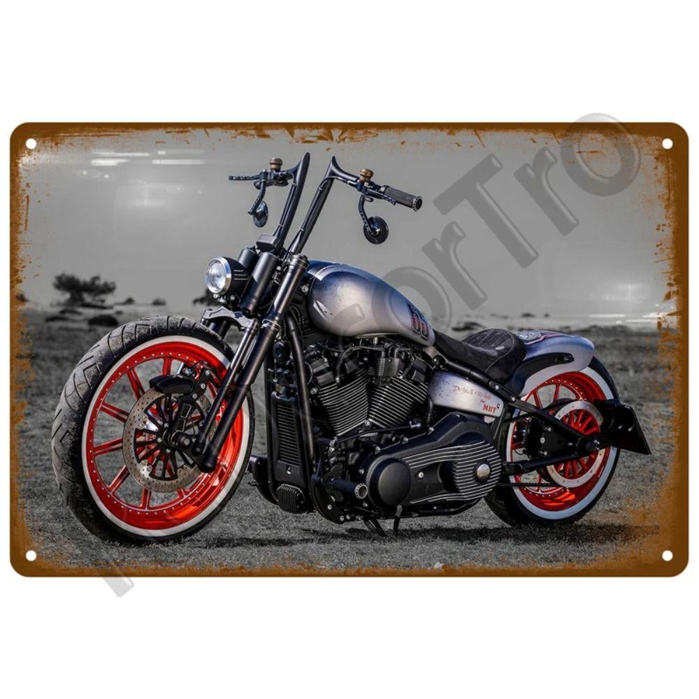 Metalowa Tabliczka Dekoracyjna na Ścianę do Garażu Motocyklowego 20x30cm