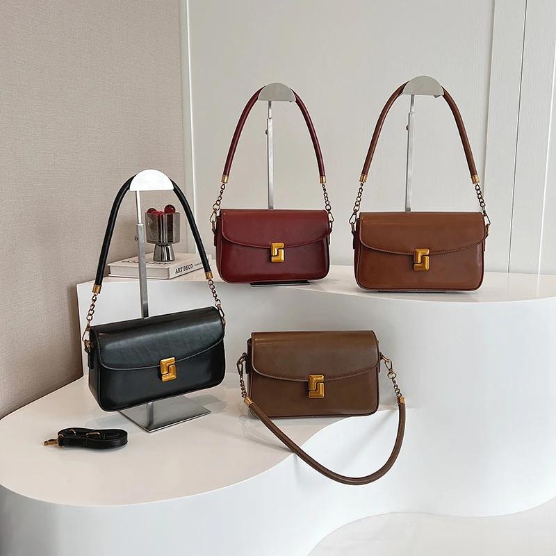 Soft Zipper Shoulder Bag for Women Interior Slot Pocket Pocket with Flap Hasp High Quality Fashionable