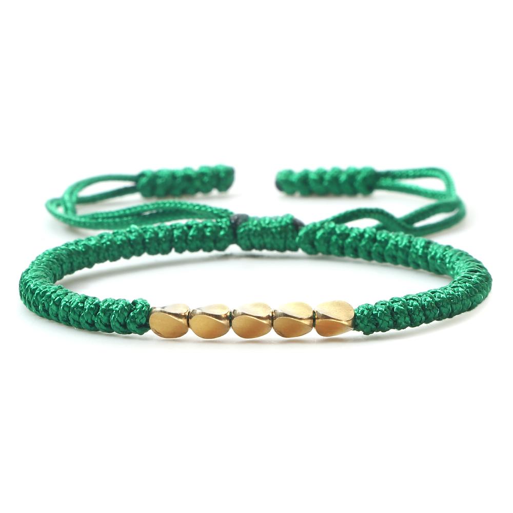 Handmade Tibetan Copper Bead Thread Braided Bracelet Red Lucky Rope Prayer Wristband Bracelets for Men Women Ethnic Jewelry Gift